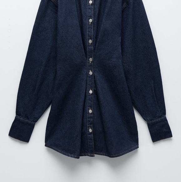 NWT ZARA | Denim Mini Dress Dark Indigo - Picture 7 of 11